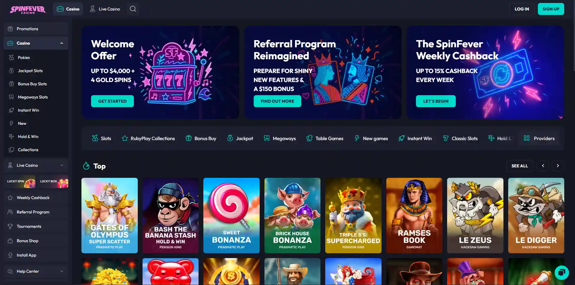 Current SpinFever English-Australia homepage and product navigation